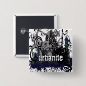 Grunged City Vierkante Button 5,1 Cm (Voorkant /achterkant)