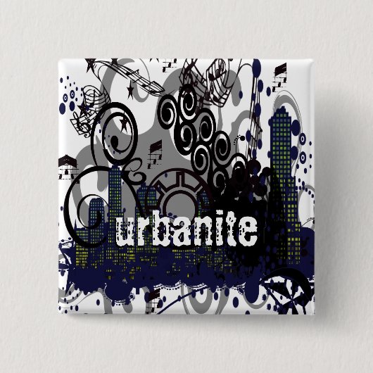 Grunged City Vierkante Button 5,1 Cm (Voorkant)