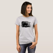 Grunged CowGirl Riding Horse Thru Trees T-shirt (Voorkant volledig)