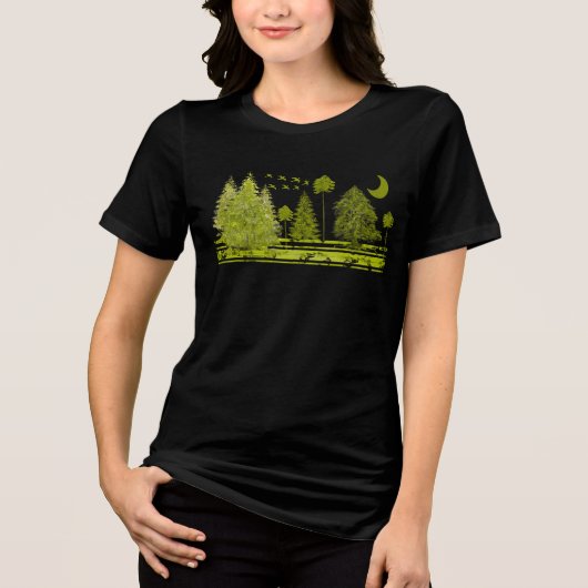 Grunged Pines Moon - Tri-Blend Shirt (Voorkant)
