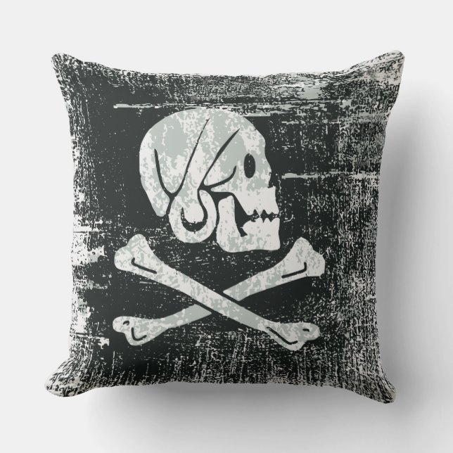 Grunged piratenhenry vlag kussen (Voorkant)