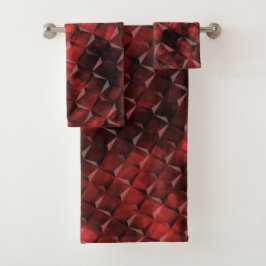 Grungy 3D-trapsgewijze vierkantjes met koolstofvle Bad Handdoek