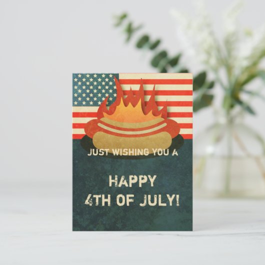 Grungy 4th of Juli Briefkaart BBQ Party (Staand voorkant)