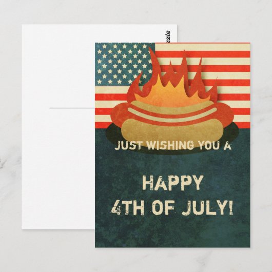 Grungy 4th of Juli Briefkaart BBQ Party (Voorkant / Achterkant)