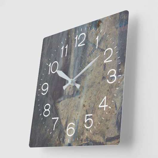 Grungy Abstract Slate Design Vierkante Klok (Hoek)