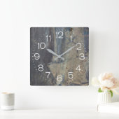 Grungy Abstract Slate Design Vierkante Klok (Huis)