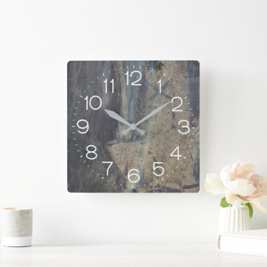 Grungy Abstract Slate Design Vierkante Klok (Huis)