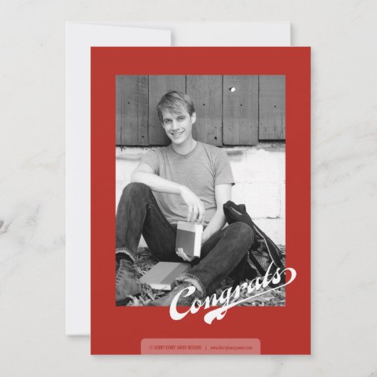 Grungy Afstuderen Afstuderen Uitnodiging - Rood (Achterkant)