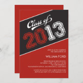 Grungy Afstuderen Afstuderen Uitnodiging - Rood (Voorkant / Achterkant)