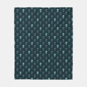 Grungy Anatomical Skull Polkadots marine mint grij Fleece Deken