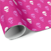 Grungy Anatomical Skull Polkadots roze wit Cadeaupapier (Rol Hoek)