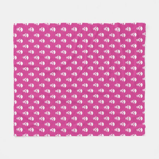 Grungy Anatomical Skull Polkadots roze wit Fleece Deken (Voorkant (Horizontaal))