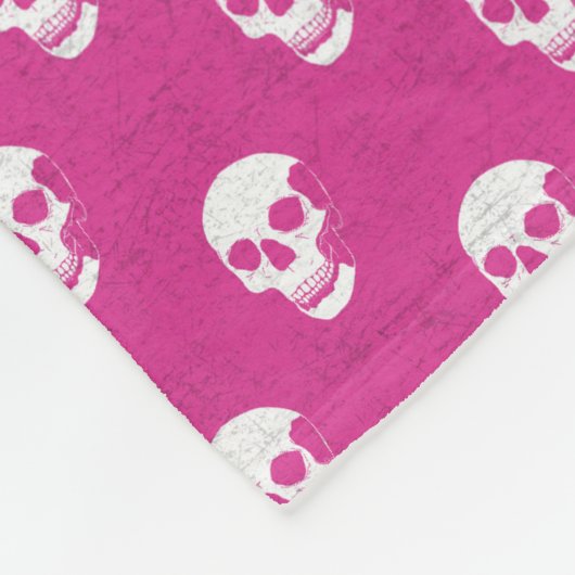 Grungy Anatomical Skull Polkadots roze wit Fleece Deken (Hoek)