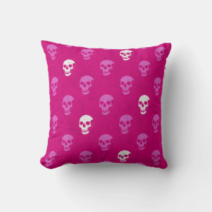 Grungy Anatomical Skull Polkadots roze wit Kussen