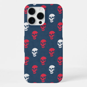 Grungy anatomische schedel polkadots rood blauw wi iPhone 16 pro max hoesje