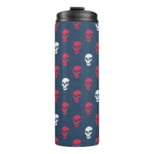 Grungy Anatomische Schedel Polkadots rood blauw wi Thermosbeker