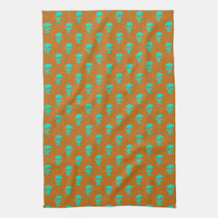 Grungy Anatomische Schedel Polkadots sinaasappel g Theedoek