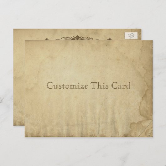 Grungy Antiek Gevlekt Blank Papier - Rustieke DIY Briefkaart (Voorkant / Achterkant)