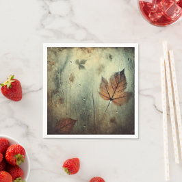 Grungy Autumnal Foggy Glass Window Decoupage Servet