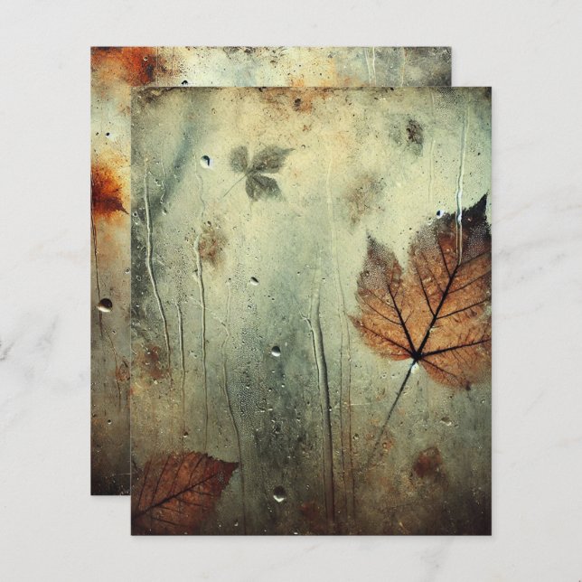 Grungy Autumnal Foggy Glass Window Scrapbook Paper (Voorkant / Achterkant)