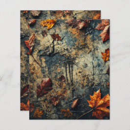 Grungy Autumnal Leafy Concrete Scrapbook Paper