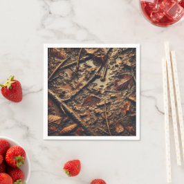 Grungy Autumnal Muddy Leaves & Twigs Decoupage Servet