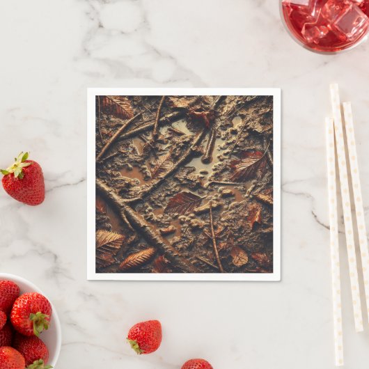 Grungy Autumnal Muddy Leaves & Twigs Decoupage Servet (Insitu)