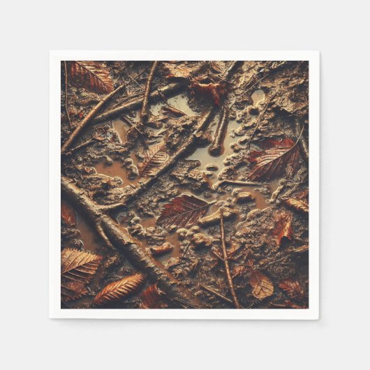 Grungy Autumnal Muddy Leaves & Twigs Decoupage Servet (Voorkant)