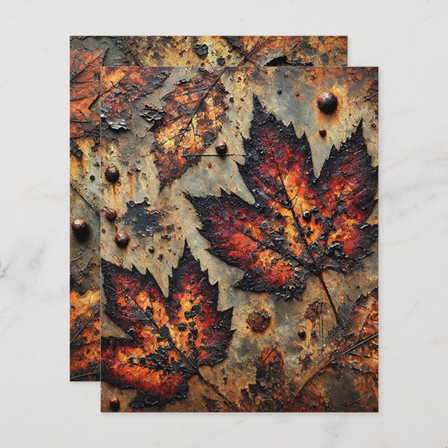 Grungy Autumnal Rusty Metal Scrapbook Paper (Voorkant / Achterkant)