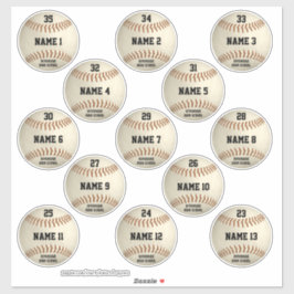 Grungy baseball set van 13 spelersnamen sticker