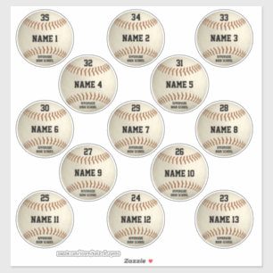 Grungy baseball set van 13 spelersnamen sticker