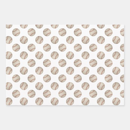 Grungy Baseballs Softballs Coördinerende Set van 3 Inpakpapier Vel (Voorkant 3)