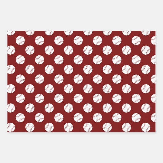 Grungy Baseballs Softballs Coördinerende Set van 3 Inpakpapier Vel (Voorkant 2)