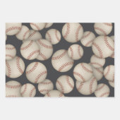 Grungy Baseballs Softballs Coördinerende Set van 3 Inpakpapier Vel (Voorkant)