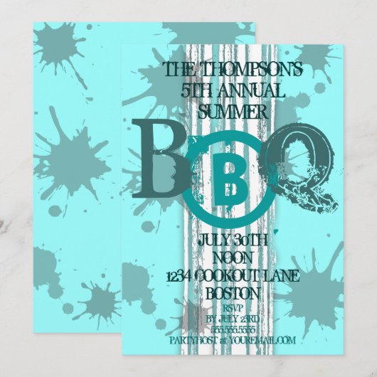 Grungy BBQ Moderne Uitnodiging (Voorkant / Achterkant)