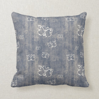 Grungy Blue en Cream Butterfly Pattern-Kussens Kussen