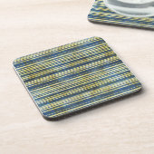Grungy Blue en Yellow Stripes Bier Onderzetter (Linkerzijde)