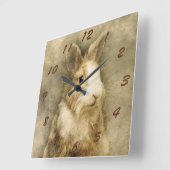 Grungy Bunny Rabbit Vierkante Klok (Hoek)