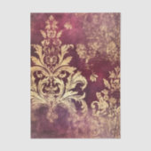 Grungy Burgundy and Gold Damask Pattern Tissuepapier (Voorkant)
