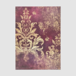 Grungy Burgundy and Gold Damask Pattern Tissuepapier