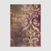 Grungy Burgundy Wine and Gold Damask Pattern Tissuepapier (Voorkant)