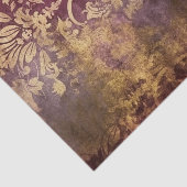 Grungy Burgundy Wine and Gold Damask Pattern Tissuepapier (Detail)
