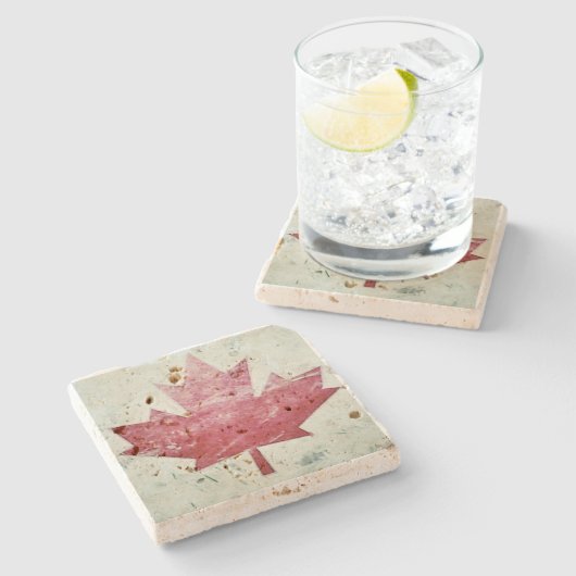 Grungy Canada Canadees Onderzetter van Maple Leaf  (Zijkant)
