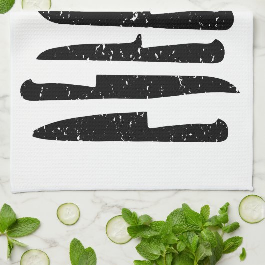 Grungy chef's messen illustreren t-towel theedoek (Gevouwen)