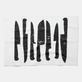 Grungy chef's messen illustreren t-towel theedoek (Horizontaal)