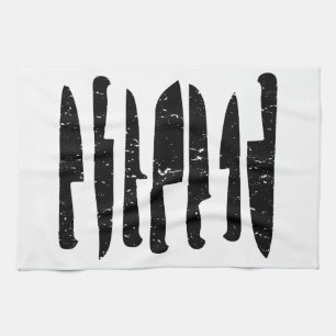 Grungy chef's messen illustreren t-towel theedoek