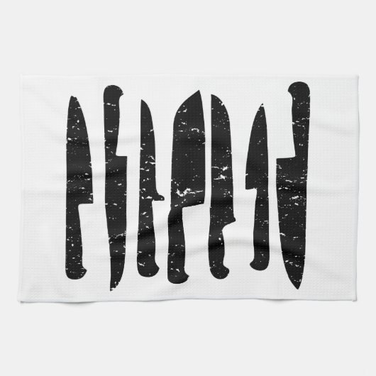 Grungy chef's messen illustreren t-towel theedoek (Horizontaal)