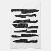 Grungy chef's messen illustreren t-towel theedoek (Verticaal)