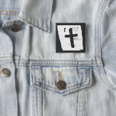 Grungy Christelijk Cross Vierkante Button 5,1 Cm (In situ)