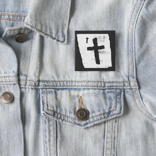 Grungy Christelijk Cross Vierkante Button 5,1 Cm (In situ)